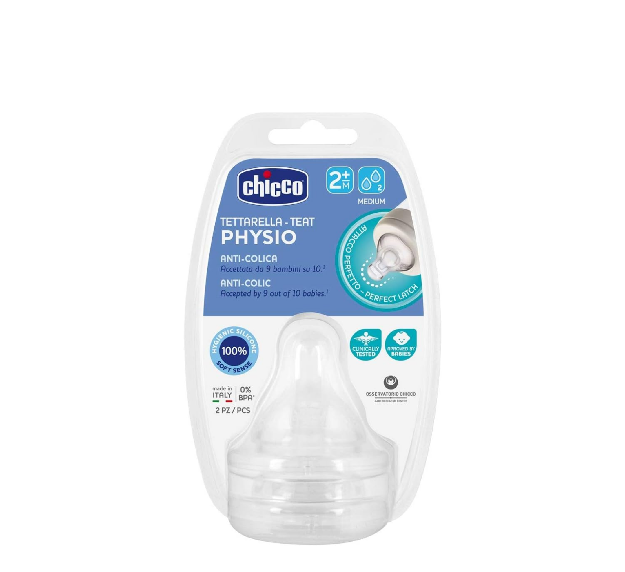 Chicco Physio Anti-Colic Silicone Teat (biberon ushqyes) *2pcs