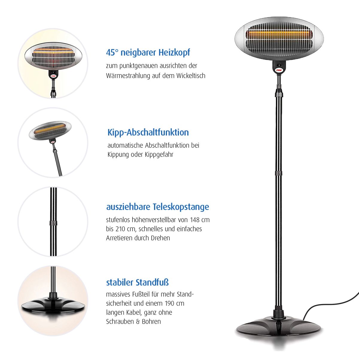 Changing table heater with stand