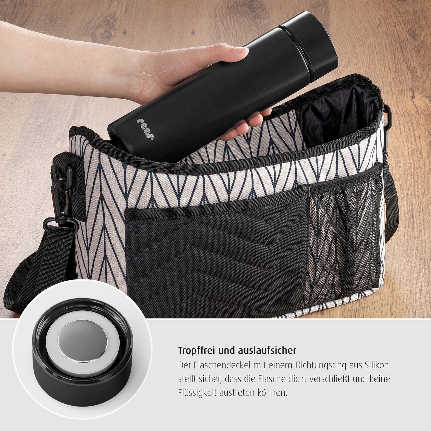 ColourDesign stainless steel vacuum bottle, 450 ml, black