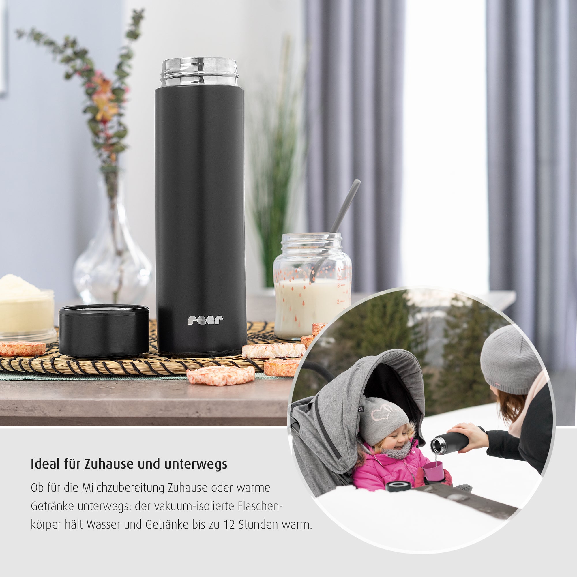 ColourDesign stainless steel vacuum bottle, 450 ml, black