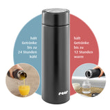 ColourDesign stainless steel vacuum bottle, 450 ml, black