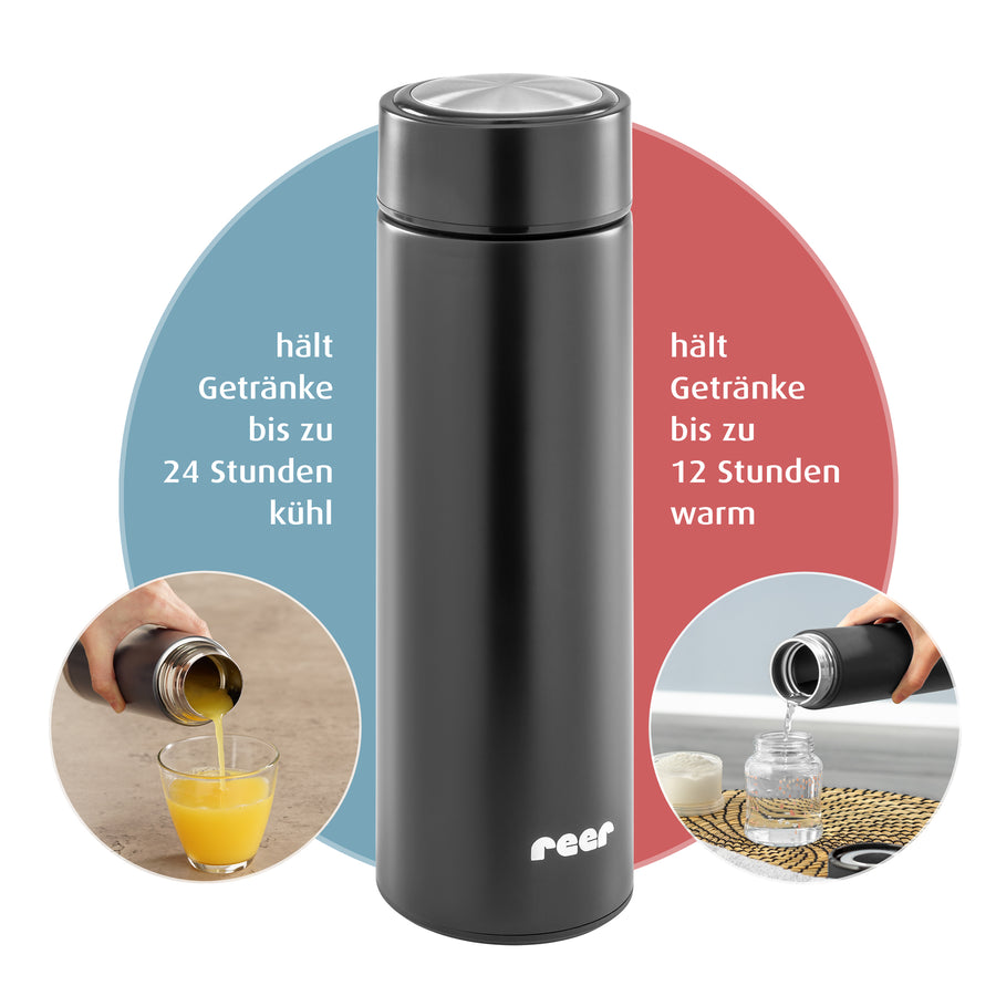 ColourDesign stainless steel vacuum bottle, 450 ml, black