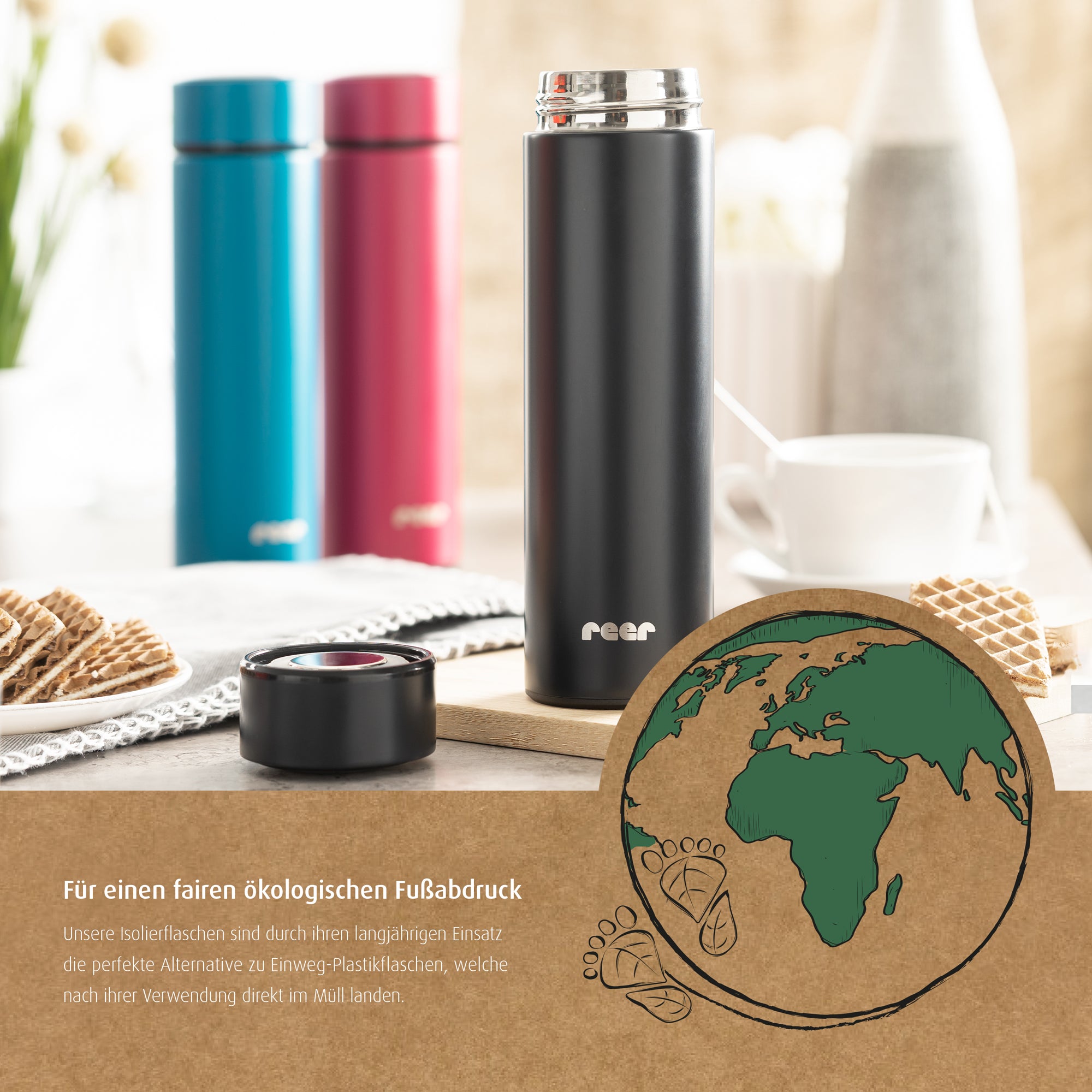 ColourDesign stainless steel vacuum bottle, 450 ml, black