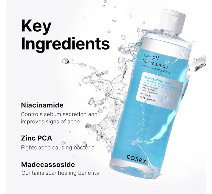 Ujë Pastrues Micelar me Niacinamide me pH të Ulët Cosrx *400ml