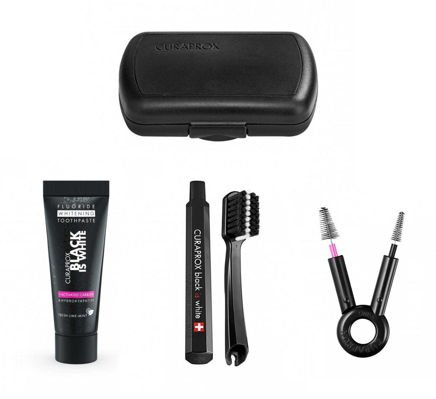 Set udhëtimi Curaprox E zezë në të bardhë 