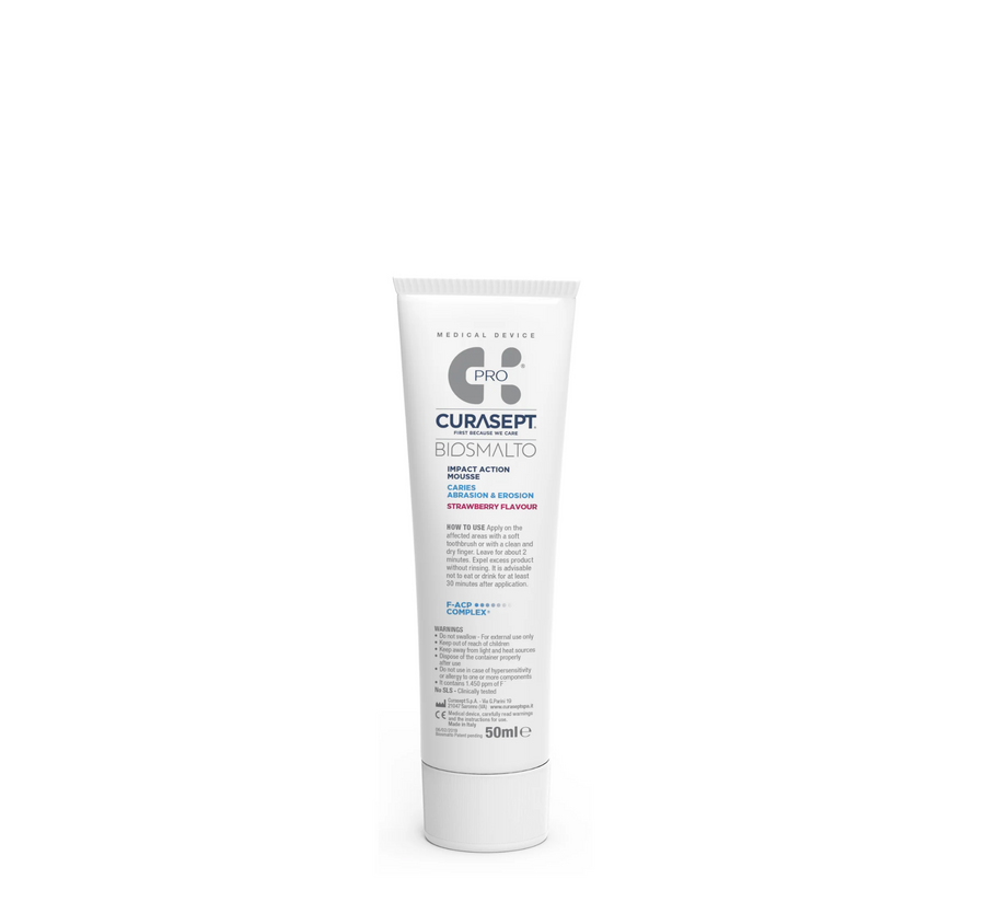 Shkumë Curasept Biosmalto kundër kariesit, gërryerjes dhe erozionit me aromë luleshtrydheje *50ml