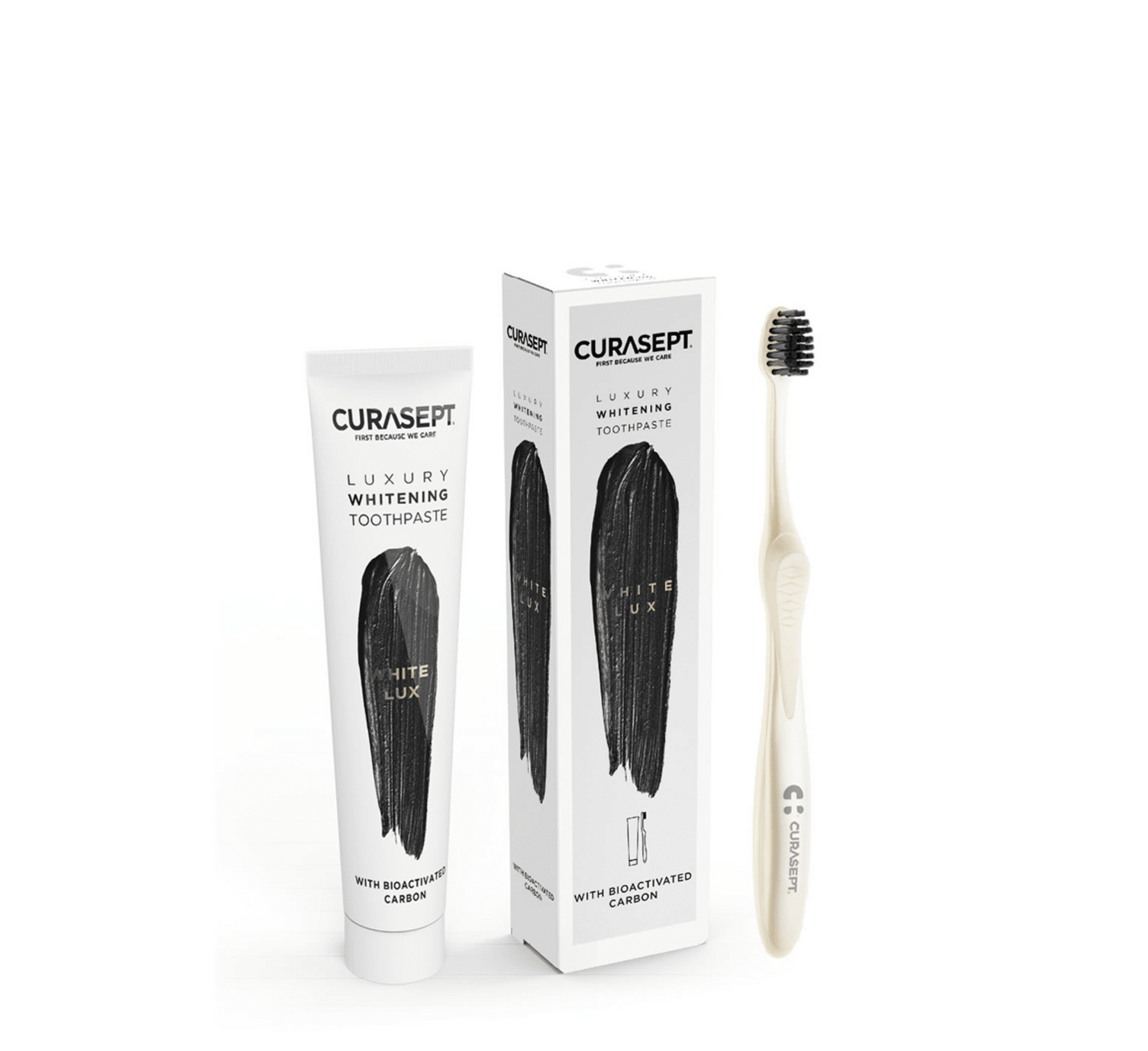 Pastë dhëmbësh zbardhuese luksoze Curasept White *75ml (+furçë dhëmbësh)
