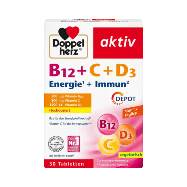 Doppelherz aktiv B12 + C + D3 Energie + Immun Depot