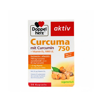 Doppelherz Curcuma 750mg + Витамин Д3 1000IU *30 капсули