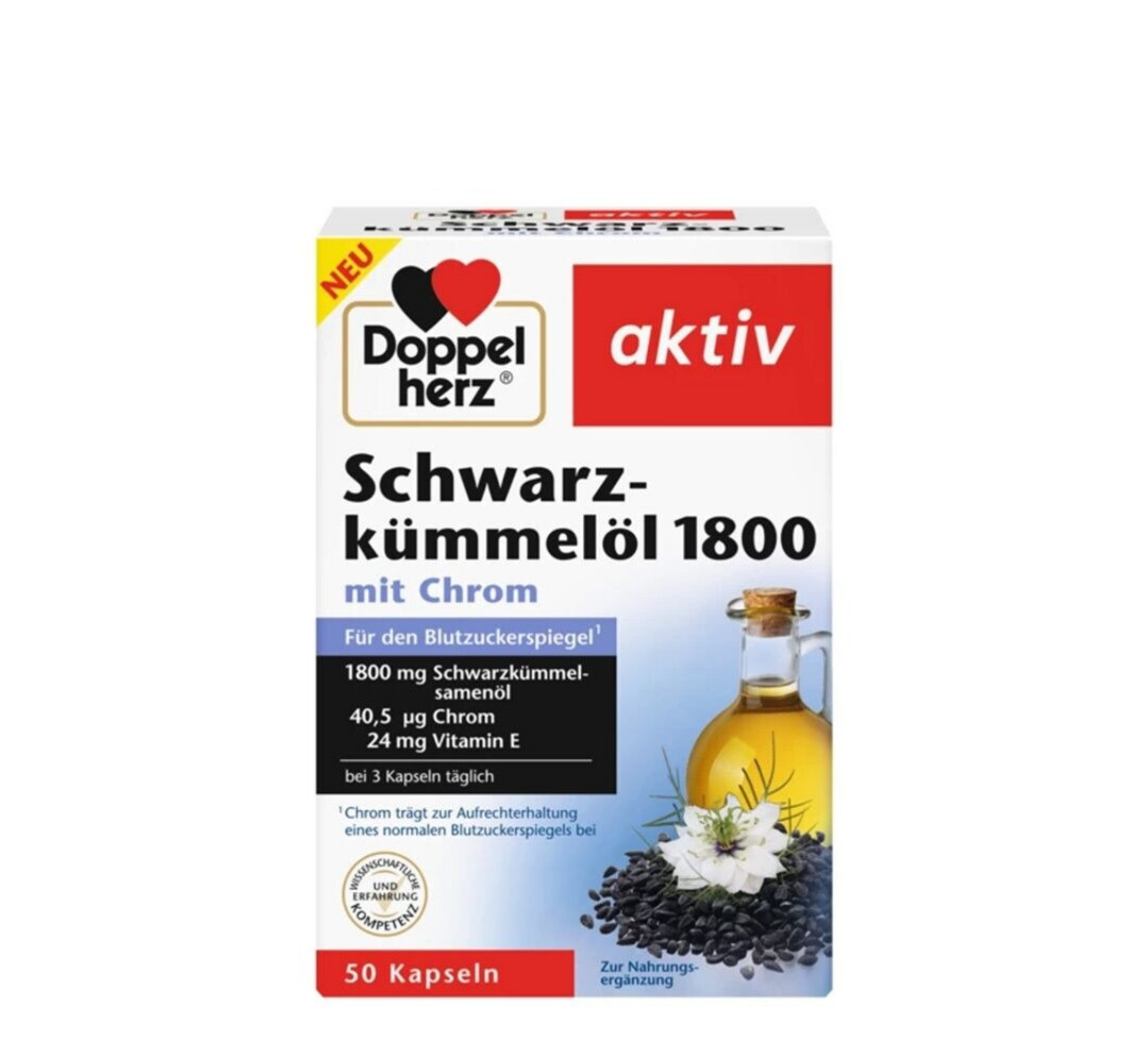 Doppelherz Schwarzkümmelöl 1800 mit Chrom *50 caps