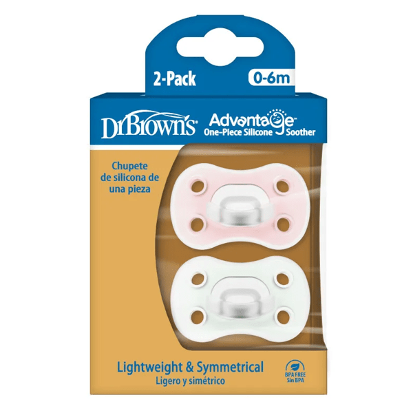 Dr. Brown's Advantage One Piece Pacifier Pink and Green 0-6m 2 pcs