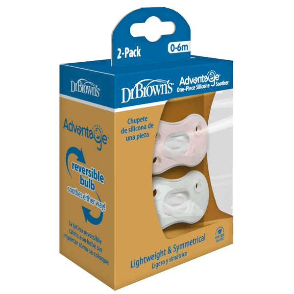 Dr. Brown's Advantage One Piece Pacifier Pink and Green 0-6m 2 pcs