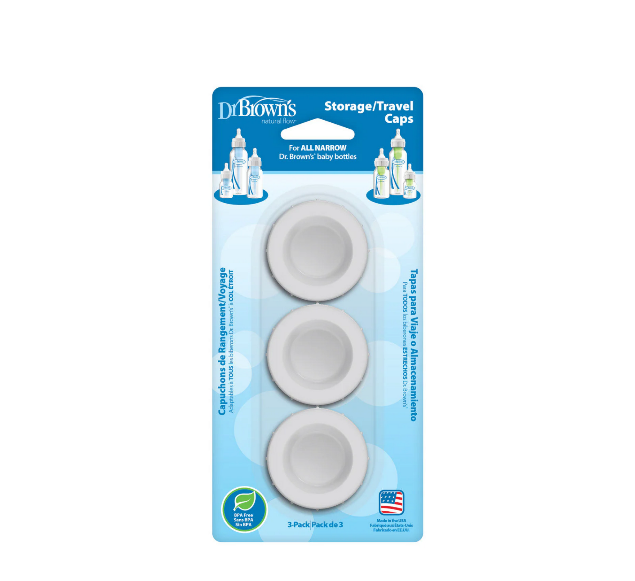 Dr.Brown’s Storage/Travel Caps Narrow Neck Baby Bottles *3pcs