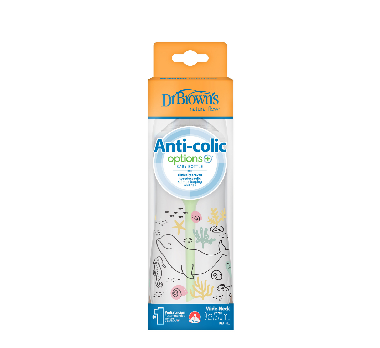 Dr.Brown’s Natural Flow Anti-Colic Options+ Wide-Neck Baby Bottle *270ml (shishe plastike)