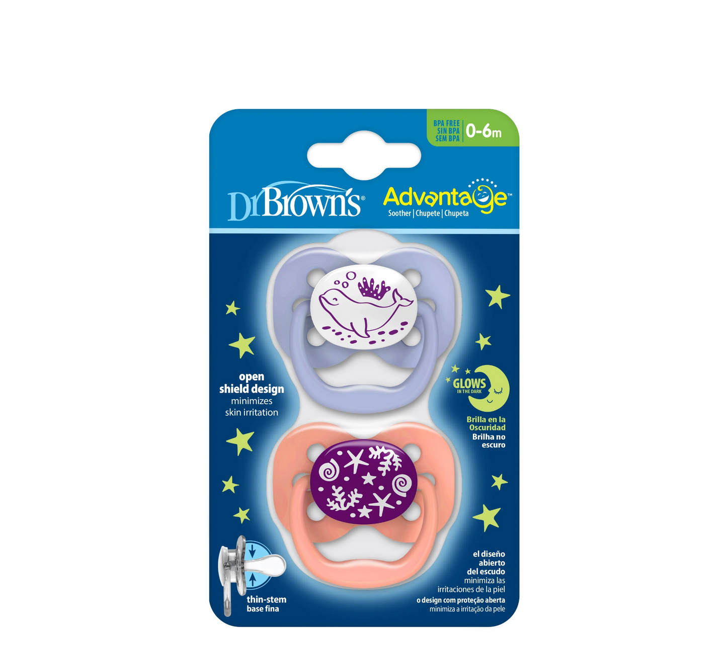 Dr Brown's Advantage Soothers 0-6 Months (biberon rrens)