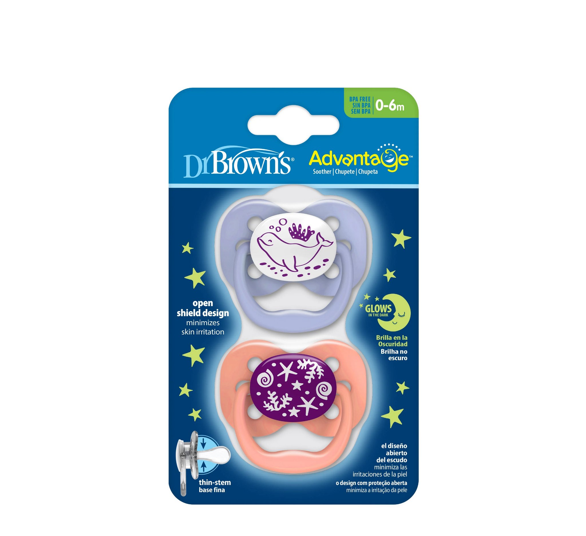 Dr Brown's Advantage Soothers 0-6 Months (biberon rrens)