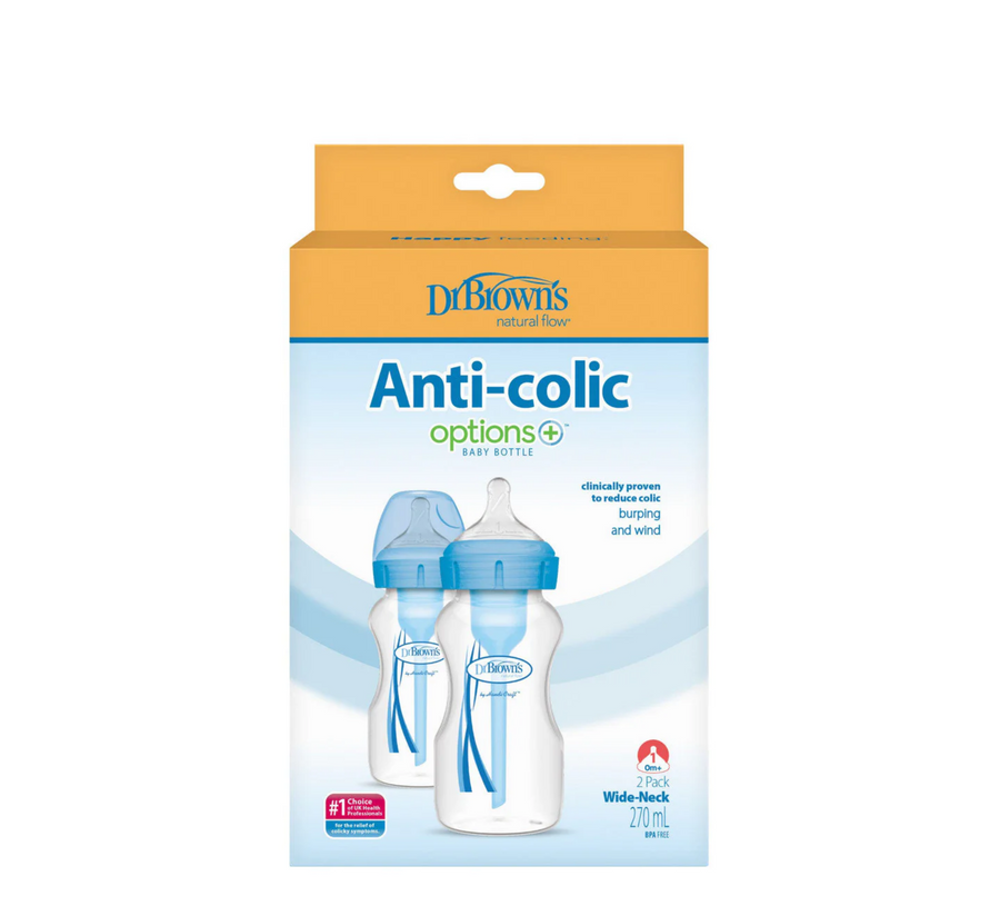 Dr Brown's Options+ Anti-Colic Wide Neck Baby Bottle (shishe plastike) (2 x 270ml)