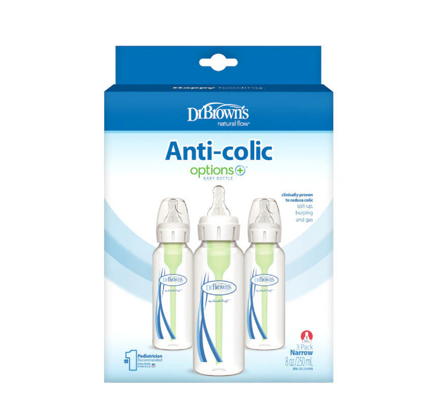 Dr Brown's Options+ Narrow Neck Baby Bottles Triple Pack (shishe plastike) *250ml