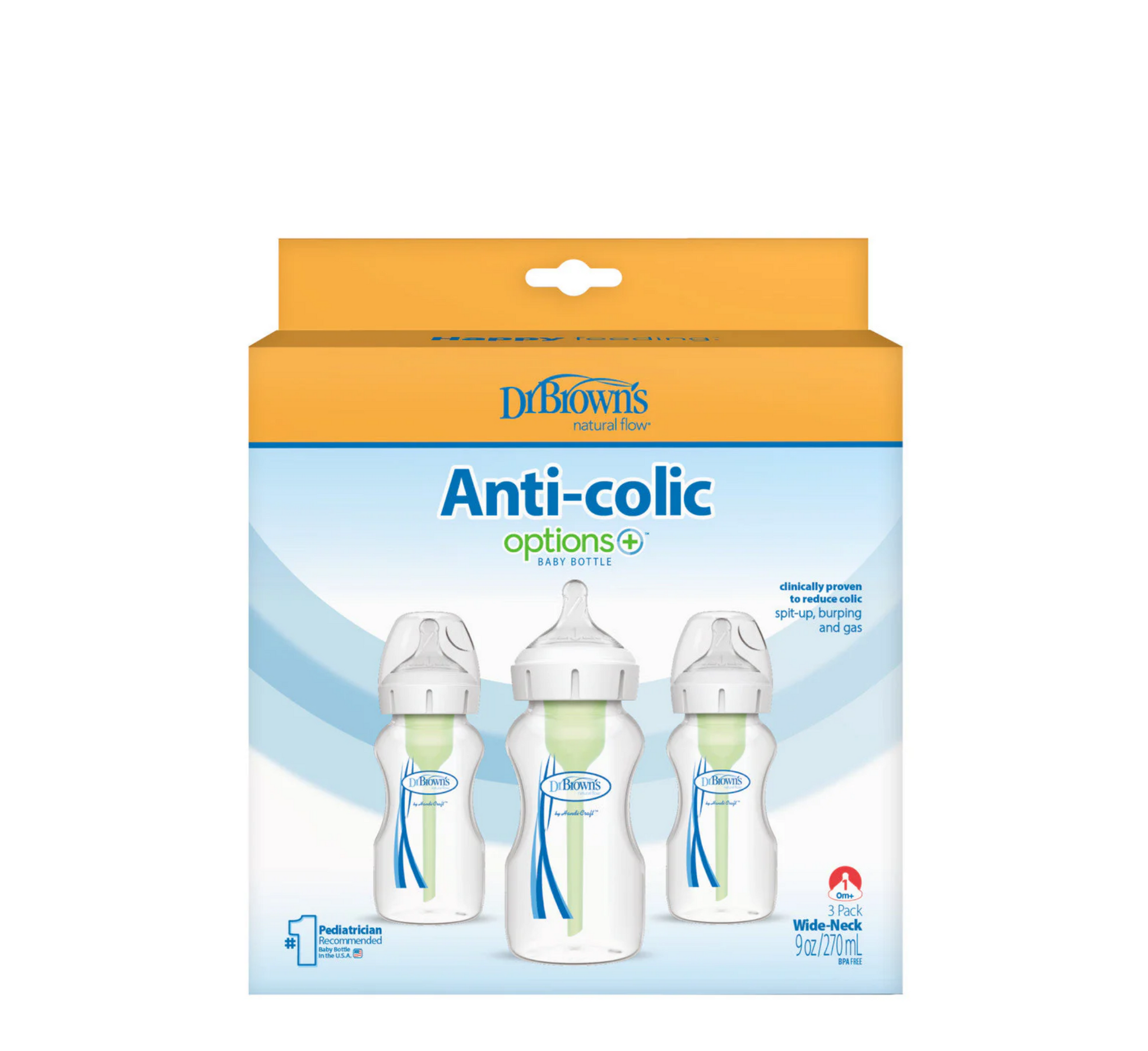 Dr Brown's Options+ Wide Neck Baby Bottles Triple Pack *270ml