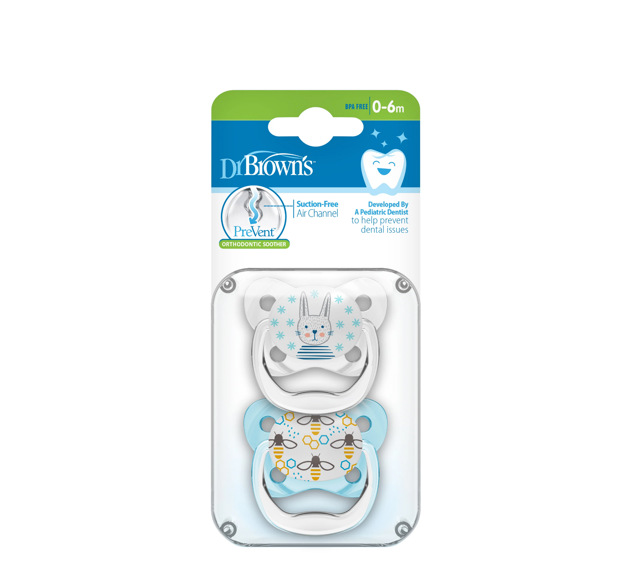 Dr Brown's PreVent Soothers 0-6 Months (biberon rrens)