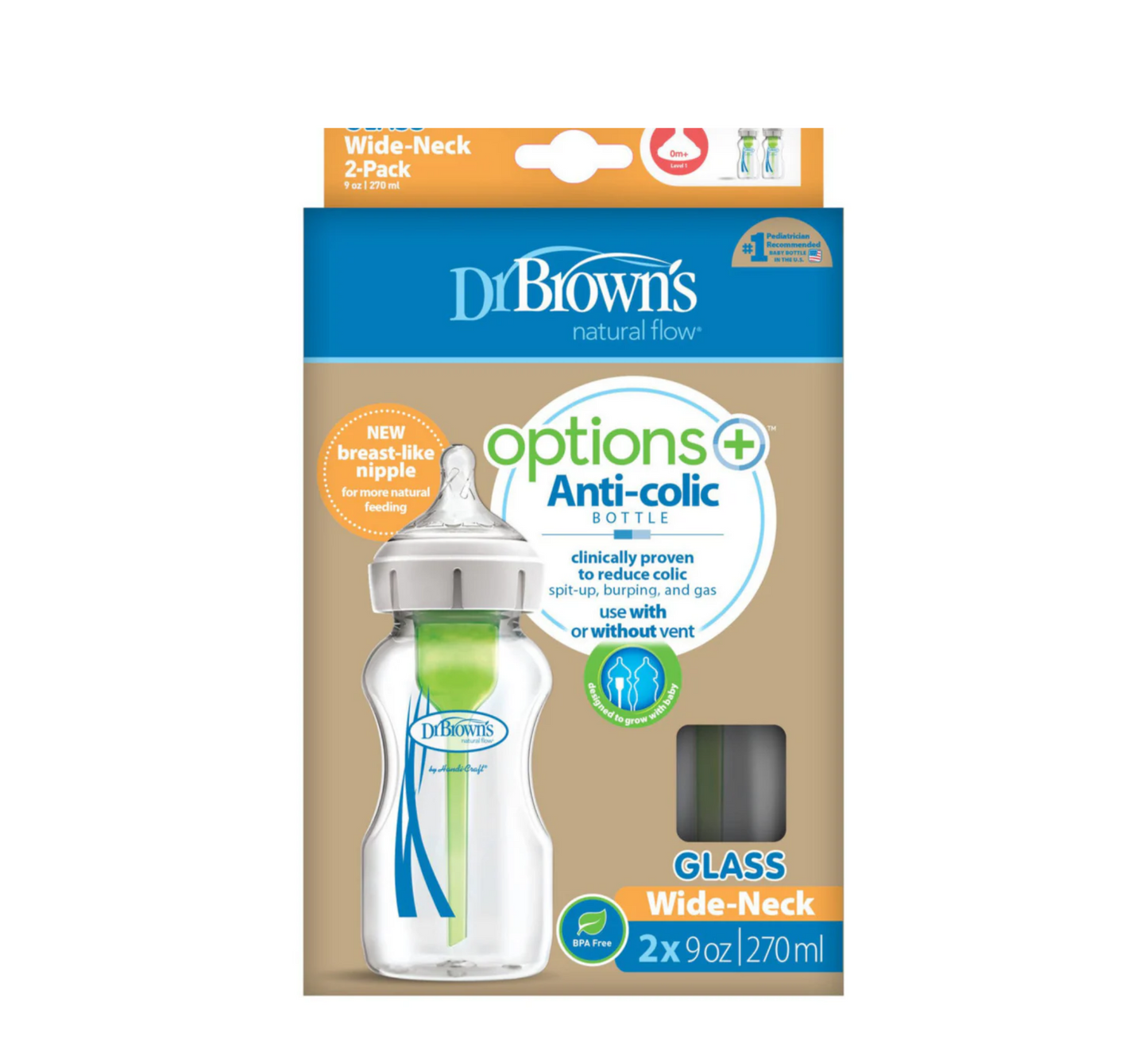 Dr Brown's Set Biberonash Qelq 2x270ml