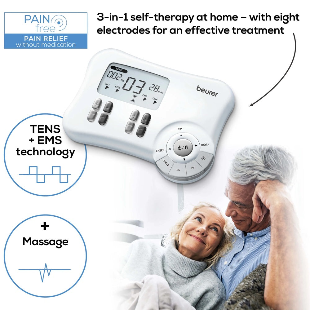 Beurer Germany EM 80 Digital TENS / EMS Device: 3-in-1 Pain Therapy, Muscle Stimulation & Massage