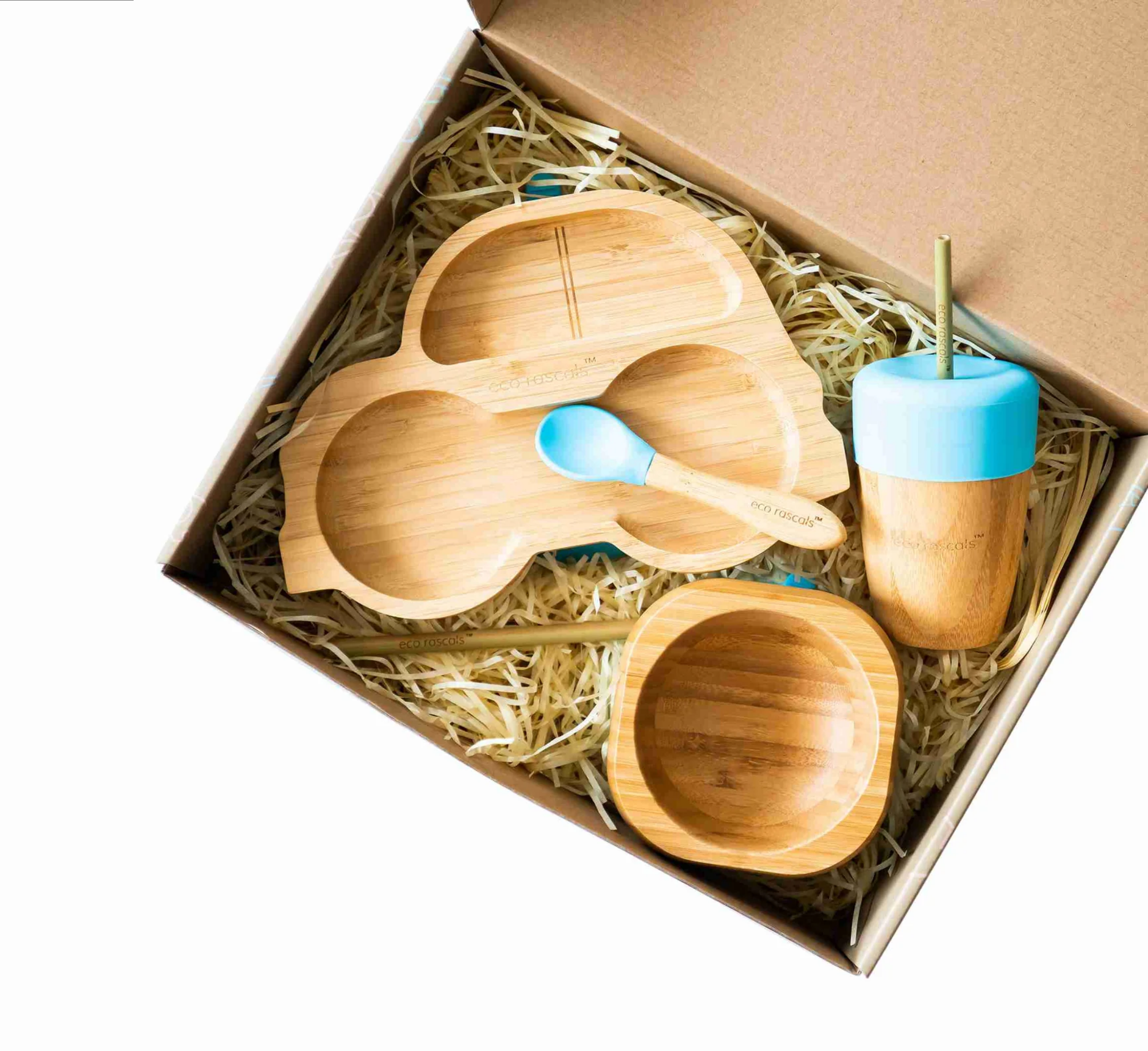 Eco Rascals Bamboo Car Plate Weaning Gift Set in Blue