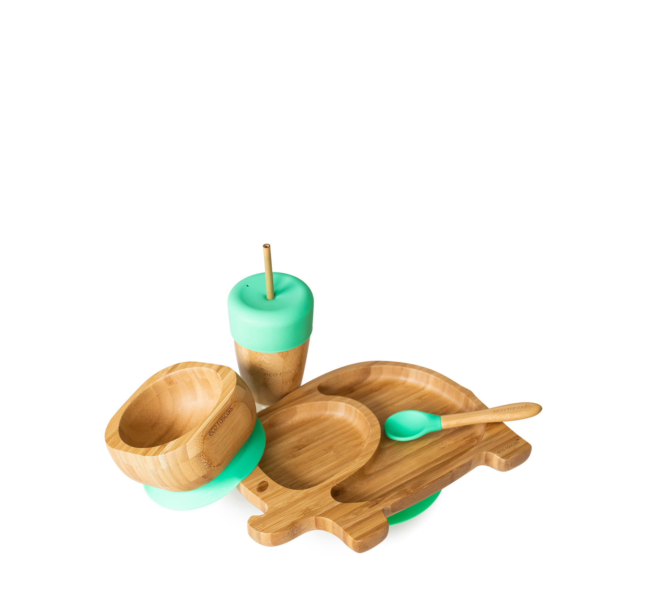 Eco Rascals Bamboo Elephant Weaning Gift Set in Green