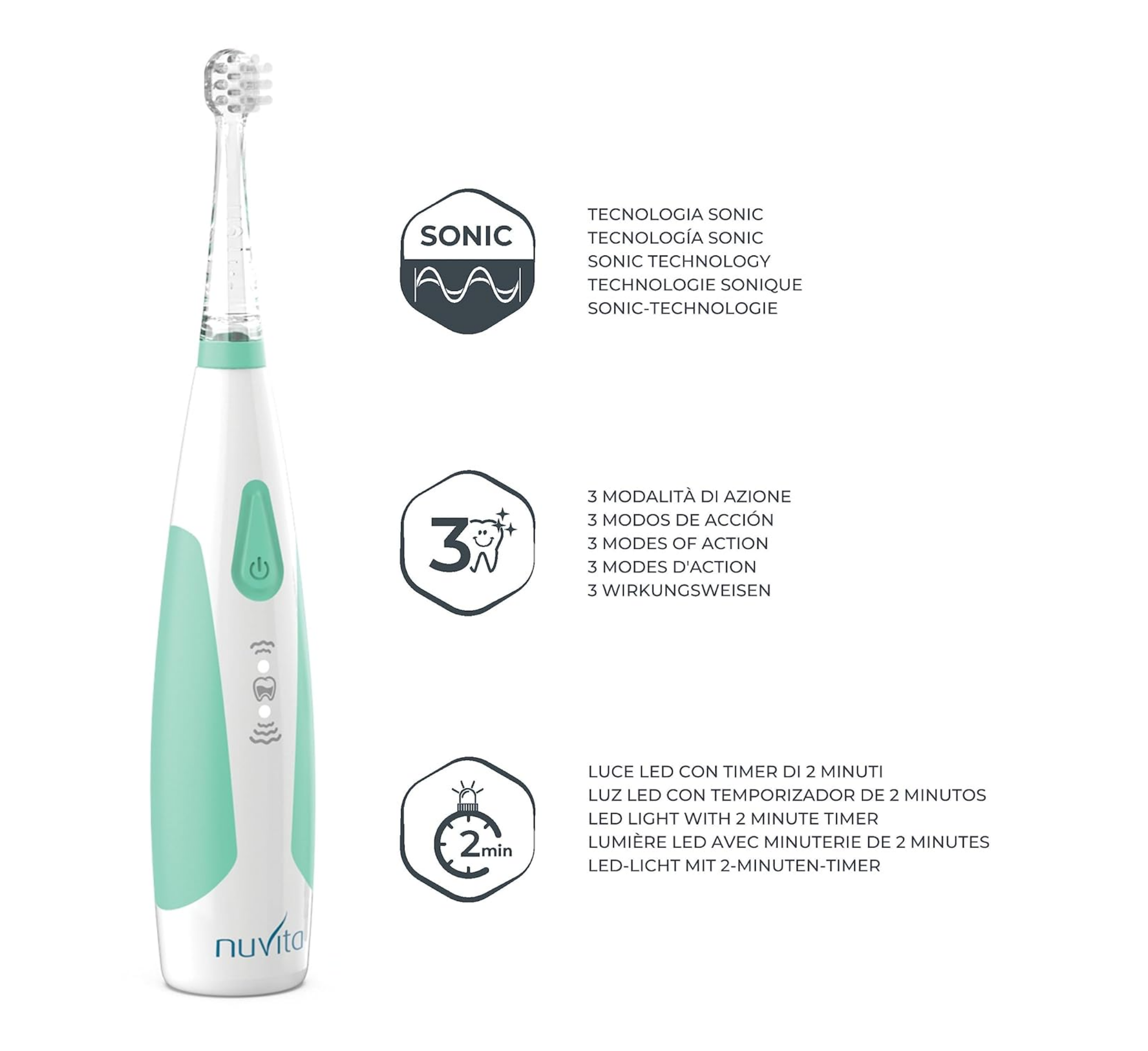 Nuvita Electric Toothbrush for Babies and Toddlers - Sonic Clean & Care 1151