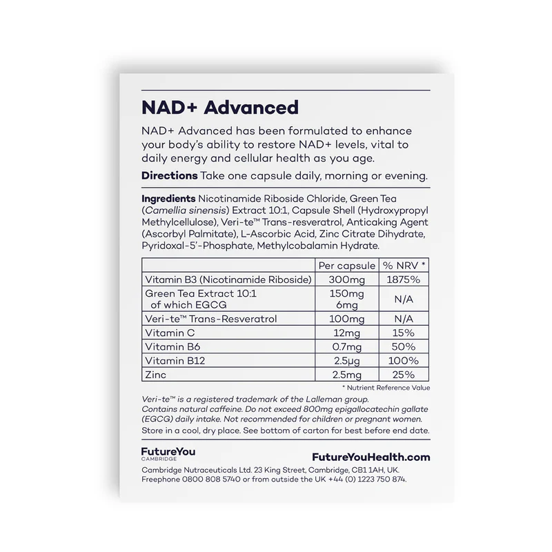 NAD+ ADVANCED x 28 CPS-Cambridge Nutraceuticals