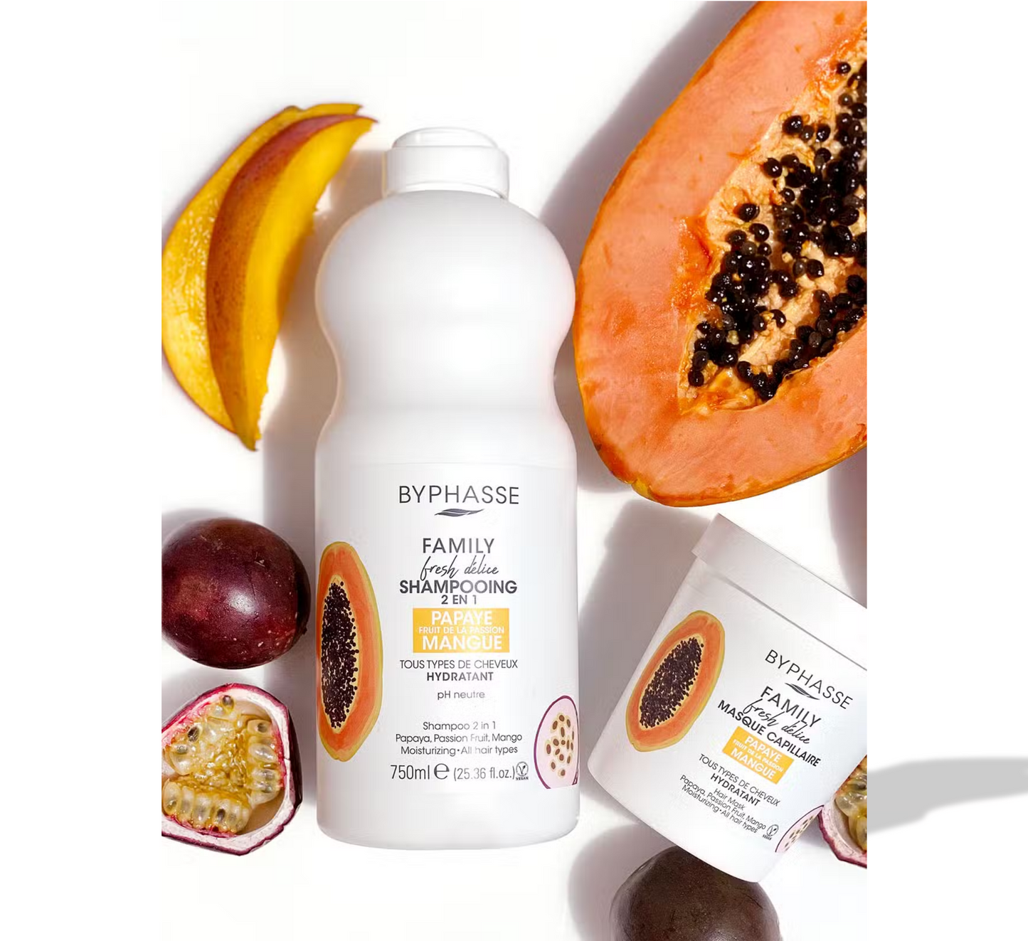 Byphasse Family Fresh Delice Shampoo 2in1 Papaya Passion Fruit & Mango *750ML