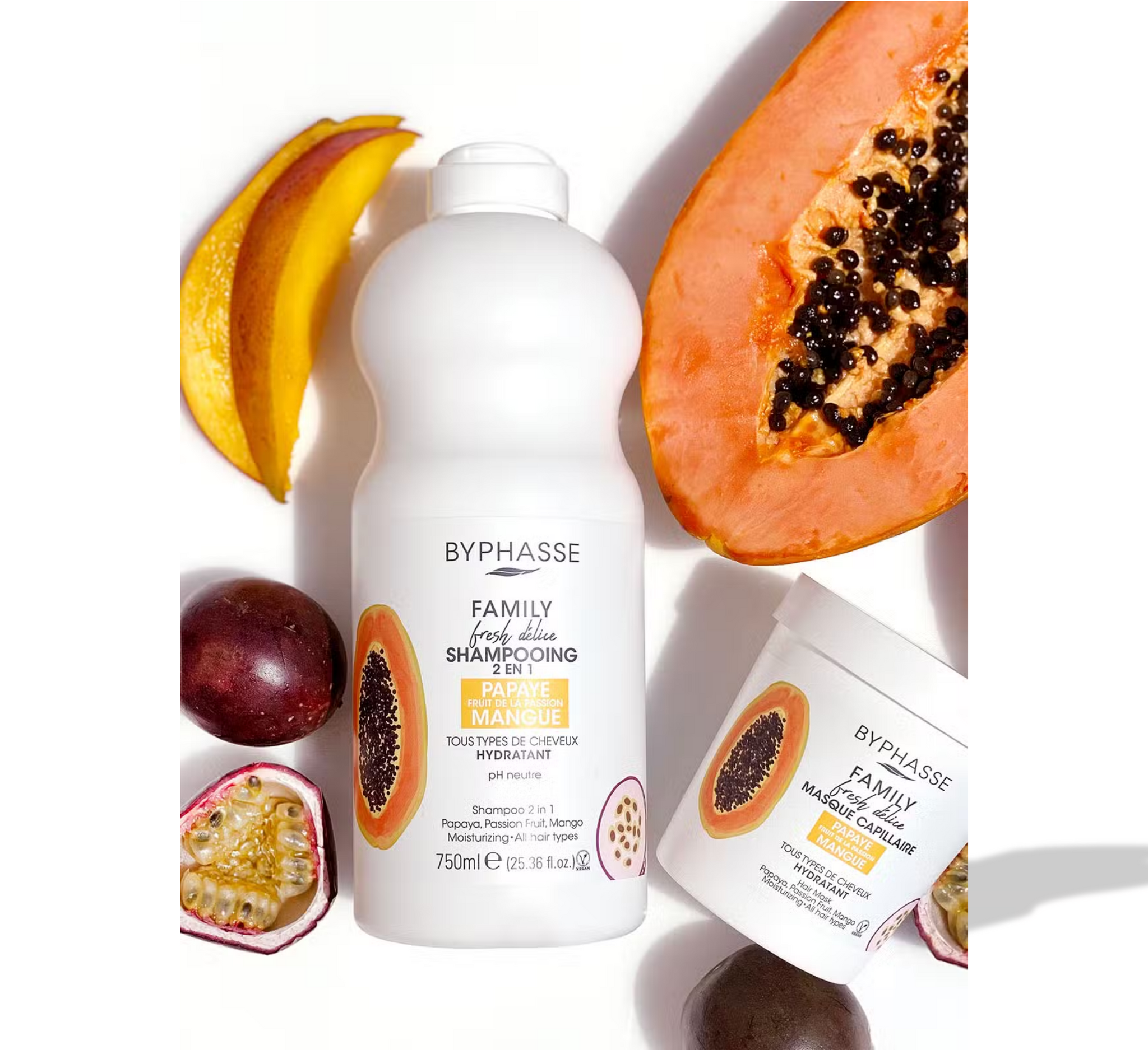 Byphasse Family Fresh Delice Shampoo 2in1 Papaya Passion Fruit & Mango *750ML
