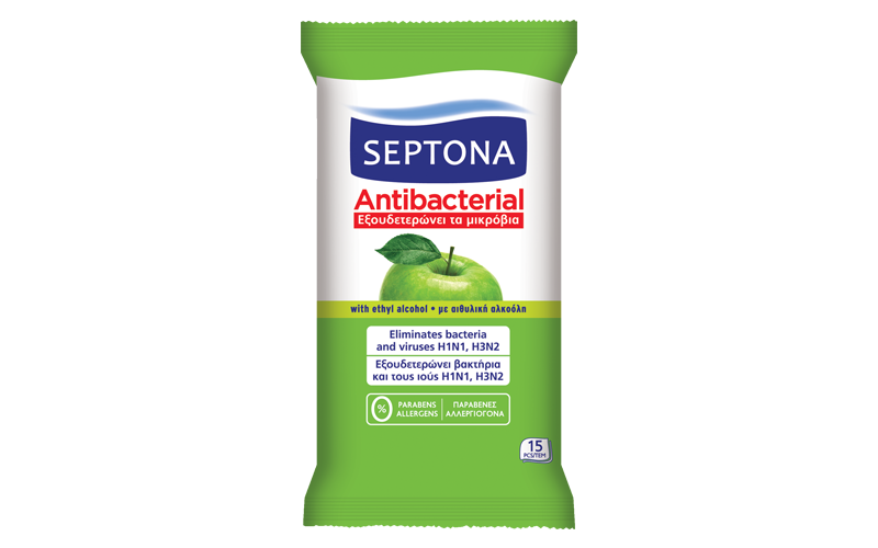 Antibacterial hand wipes with green apple fragrance