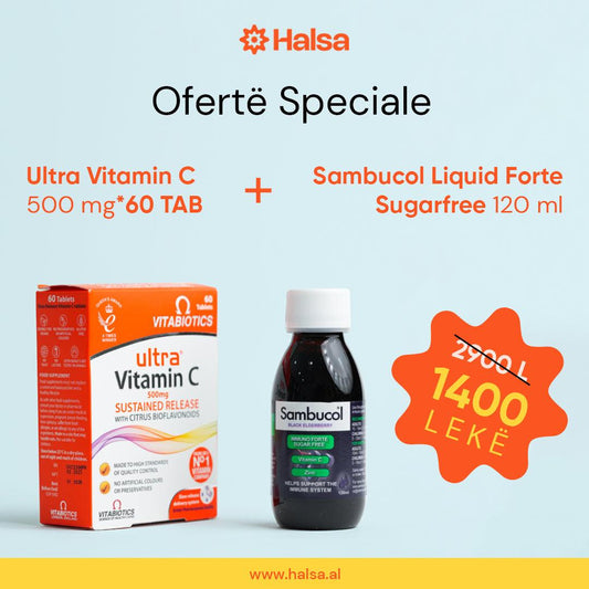Ultra vitamin C 500 mg + Sambucol Liquid Forte Sugarfree 120 ml - Halsa