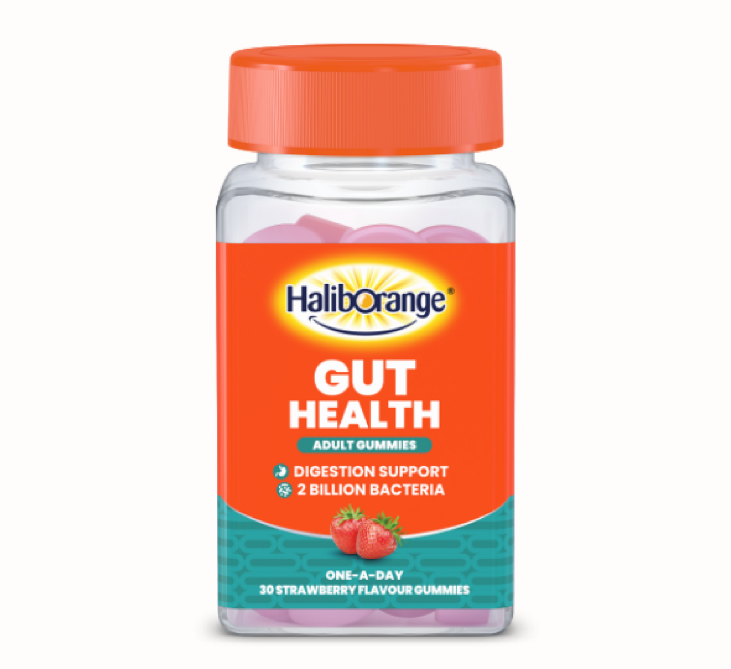 Çamçakëza për të rritur Haliborange Gut Health *(30 karamele me shije luleshtrydhe)