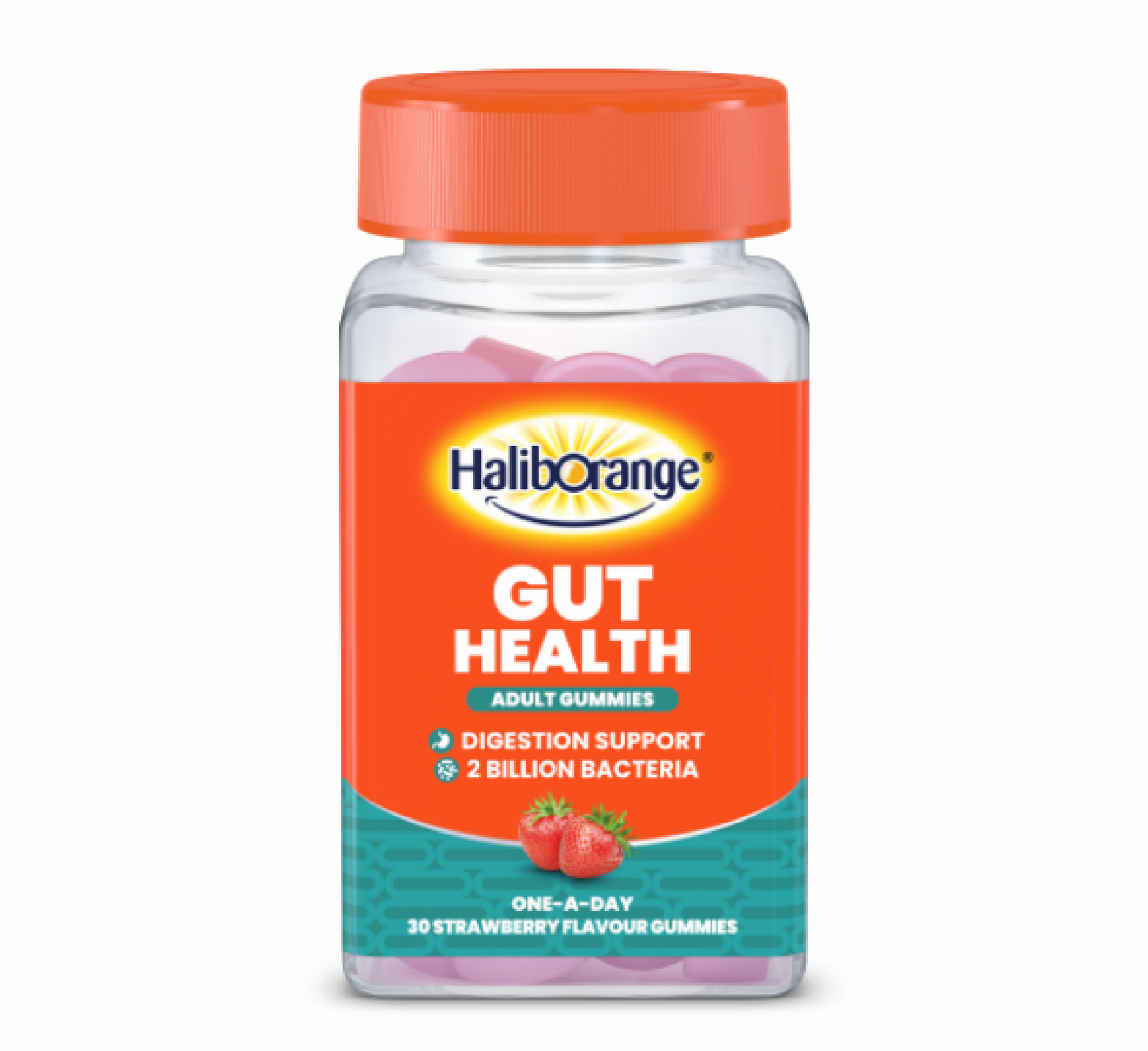 Çamçakëza për të rritur Haliborange Gut Health *(30 karamele me shije luleshtrydhe)