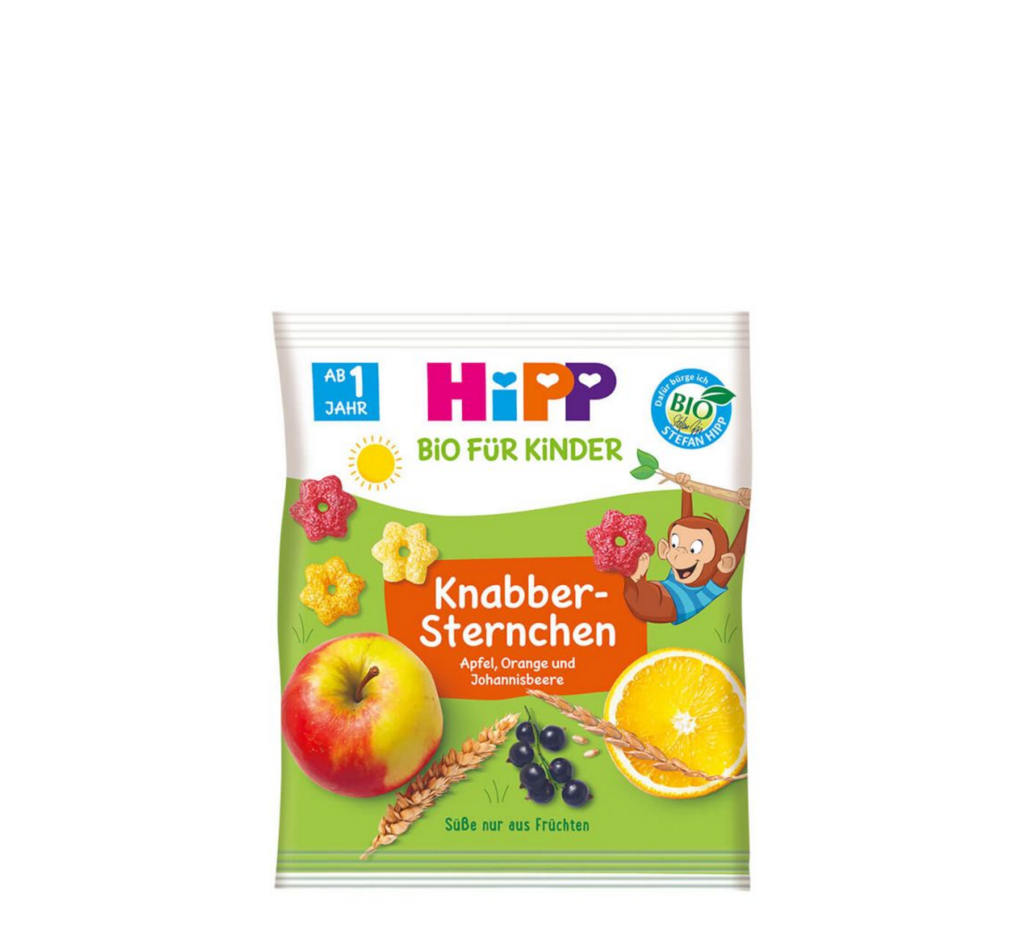 HiPP Snacking Stars për Mollë, Portokall dhe Rrush të Tharë 1 Vjet+ (*30g)