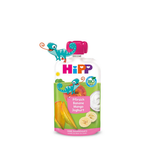 HiPP Hippis Peach, Banana, Mango with Yogurt Pouch 6 Months+ *100g