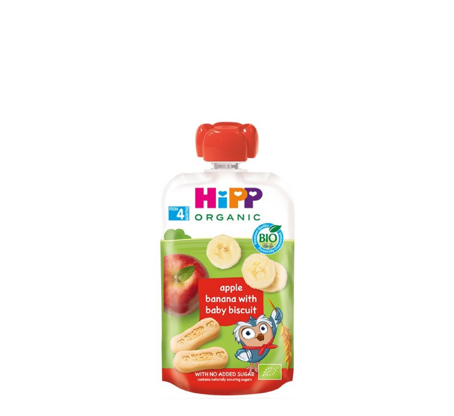 HiPP Hippis Qese me Biskota Mollë, Banane dhe Bebe 4 Muaj+ *100g