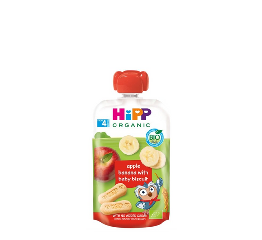 HiPP Hippis Apple Banana with Baby Biscuit Pouch 4 Months+ *100g