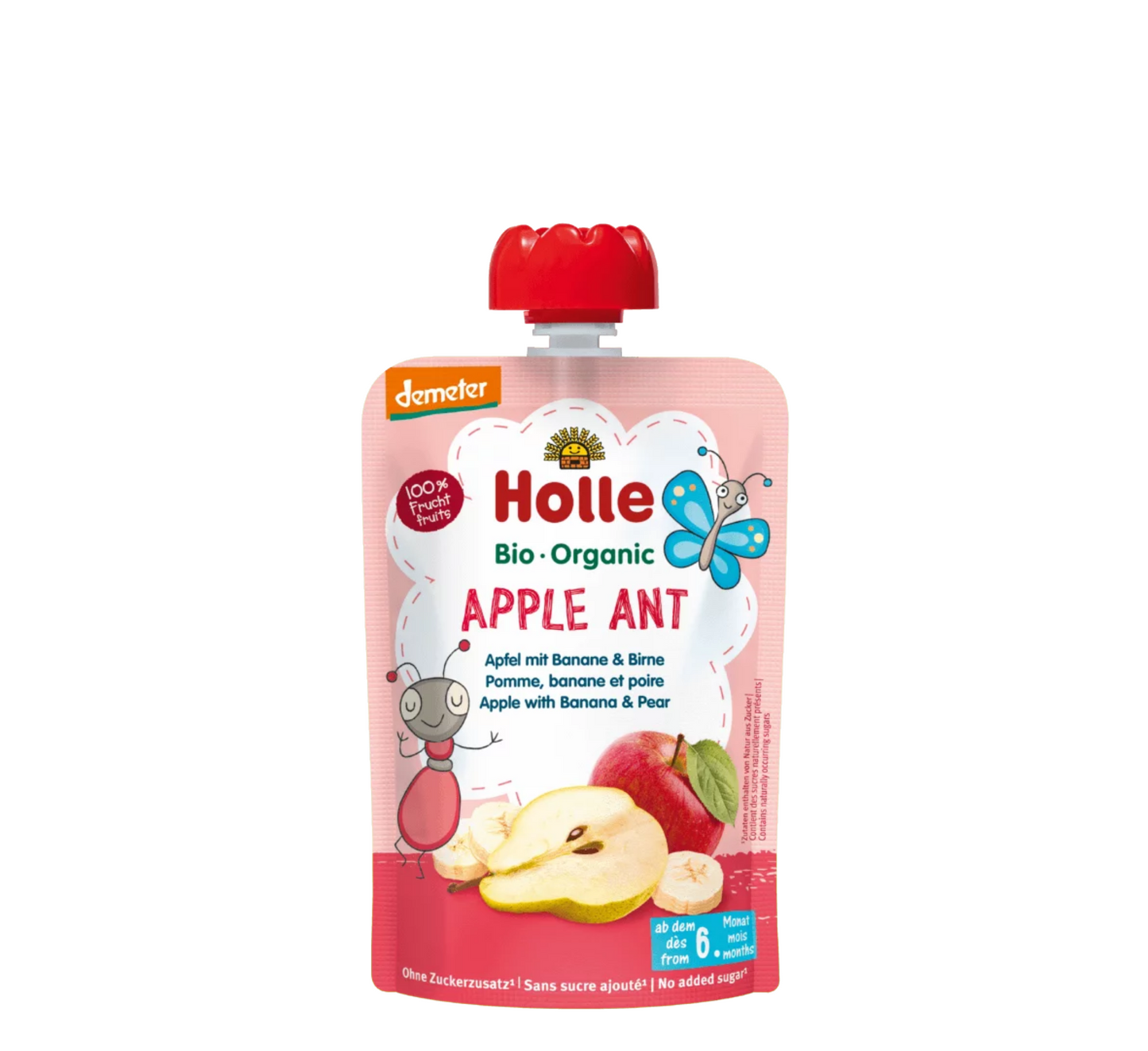 Holle Apple Ant Pure (molle, banane &amp; dardhe) 6M+