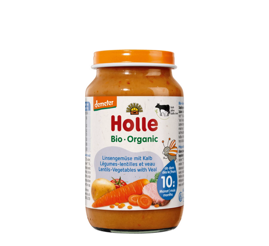 Holle Bio Organic Pure Perimesh me Thjerrëza & Mish Viçi 10M+ *220gr