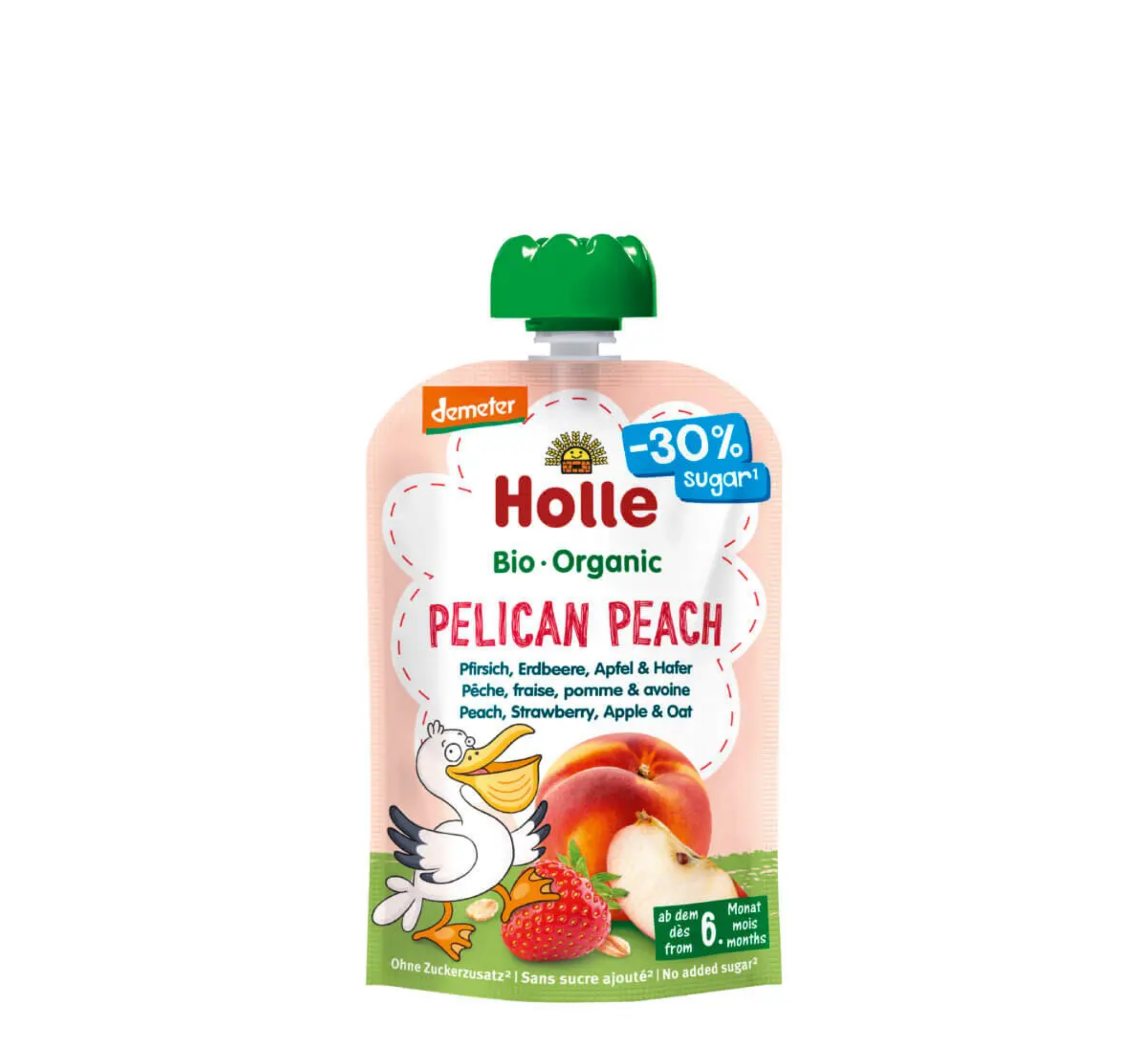 Holle Pelican Peach Pure (Pjeshke, Luleshtrydhe, Molle & Tershere) 6M+ *100gr