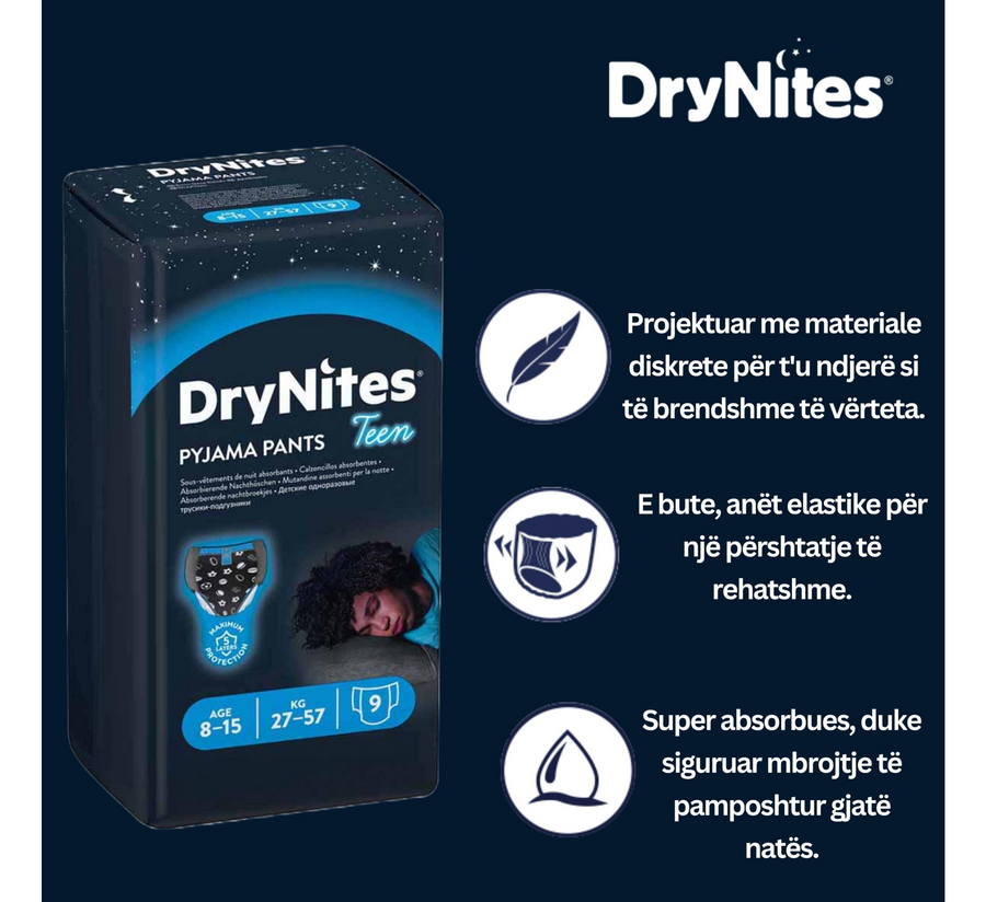 Панталони за пижами Huggies DryNites за тинејџери 8-15 години (27-57 кг) *9 парчиња