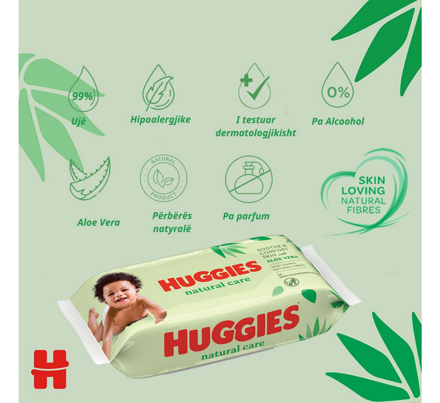 Peceta pastruese për fëmijë Huggies Natural Care *56 copë