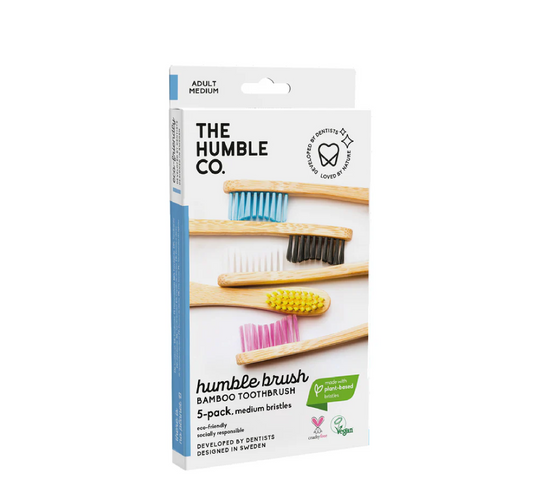 Humble Bamboo Toothbrush 5-pack Adult Medium Bristles