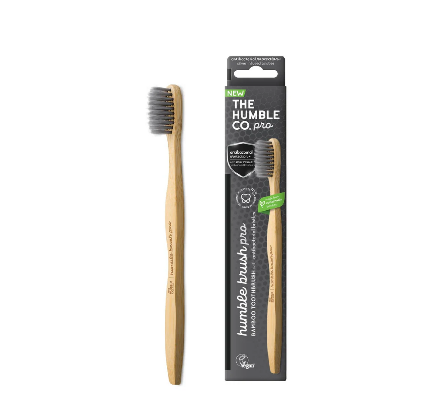 Furçë dhëmbësh Humble Brush Pro prej bambuje (me mbrojtje antibakteriale)