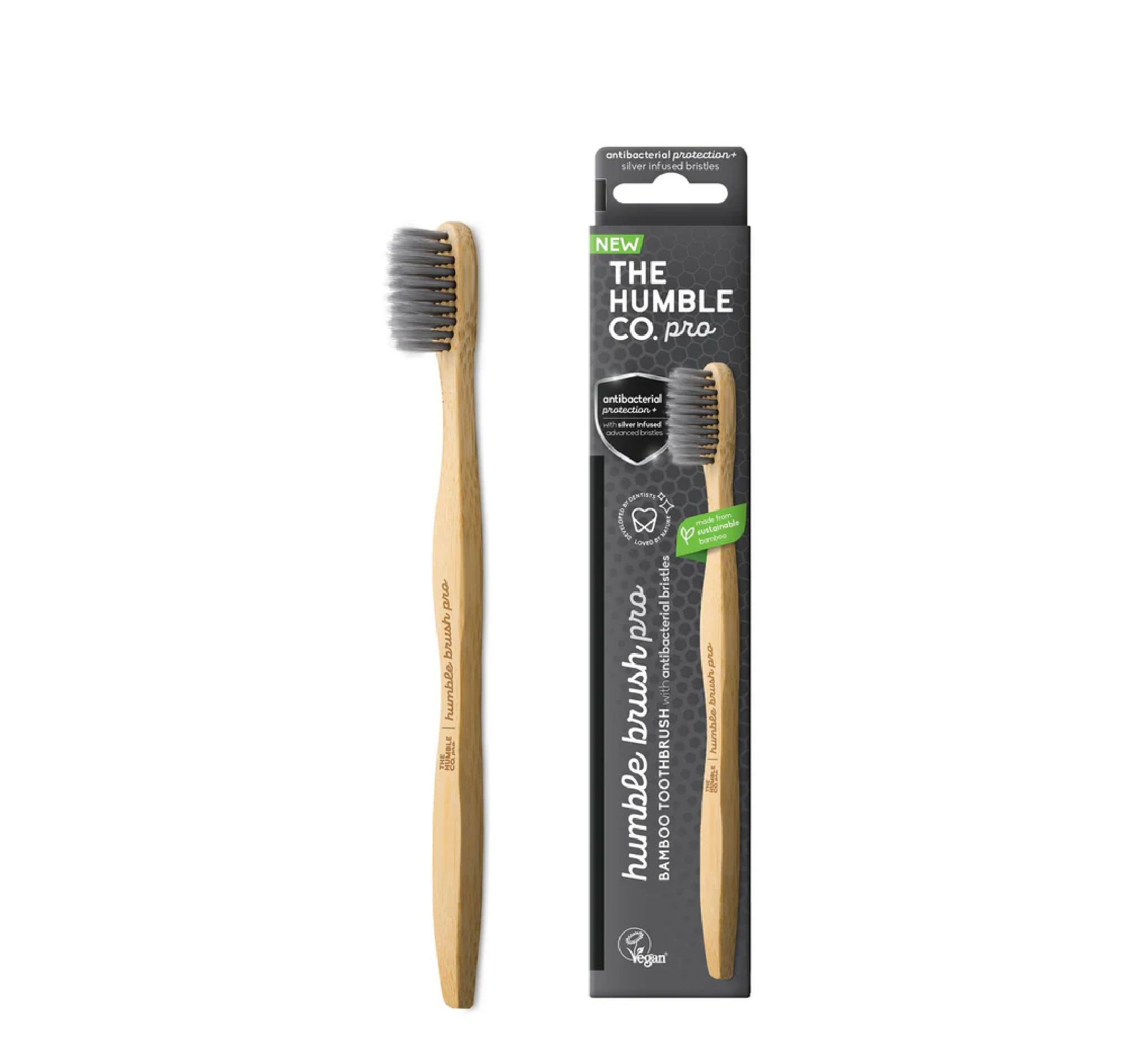 Furçë dhëmbësh Humble Brush Pro prej bambuje (me mbrojtje antibakteriale)