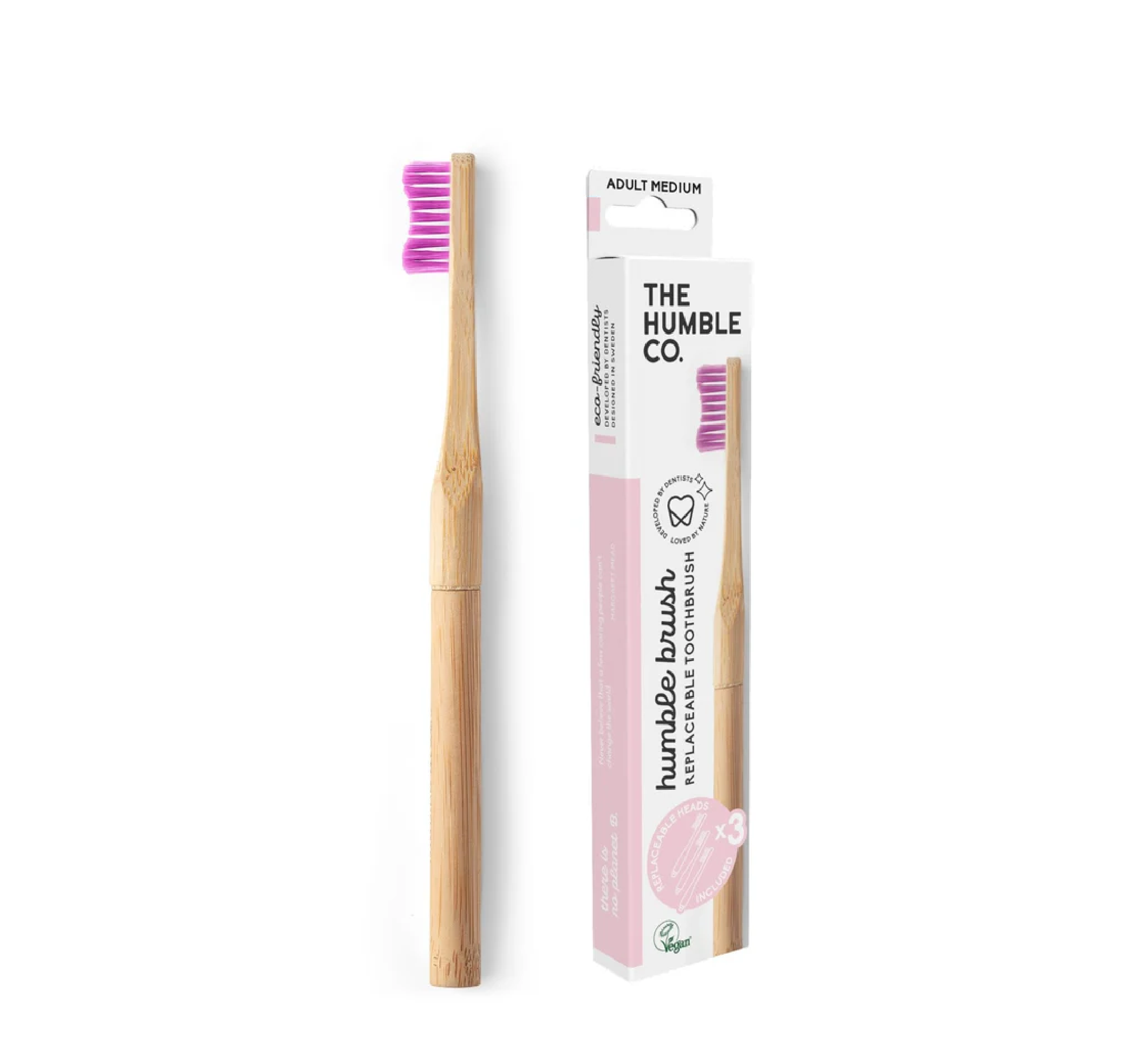 Humble Brush Replaceable Toothbrush Adult Medium (x3 Heads)