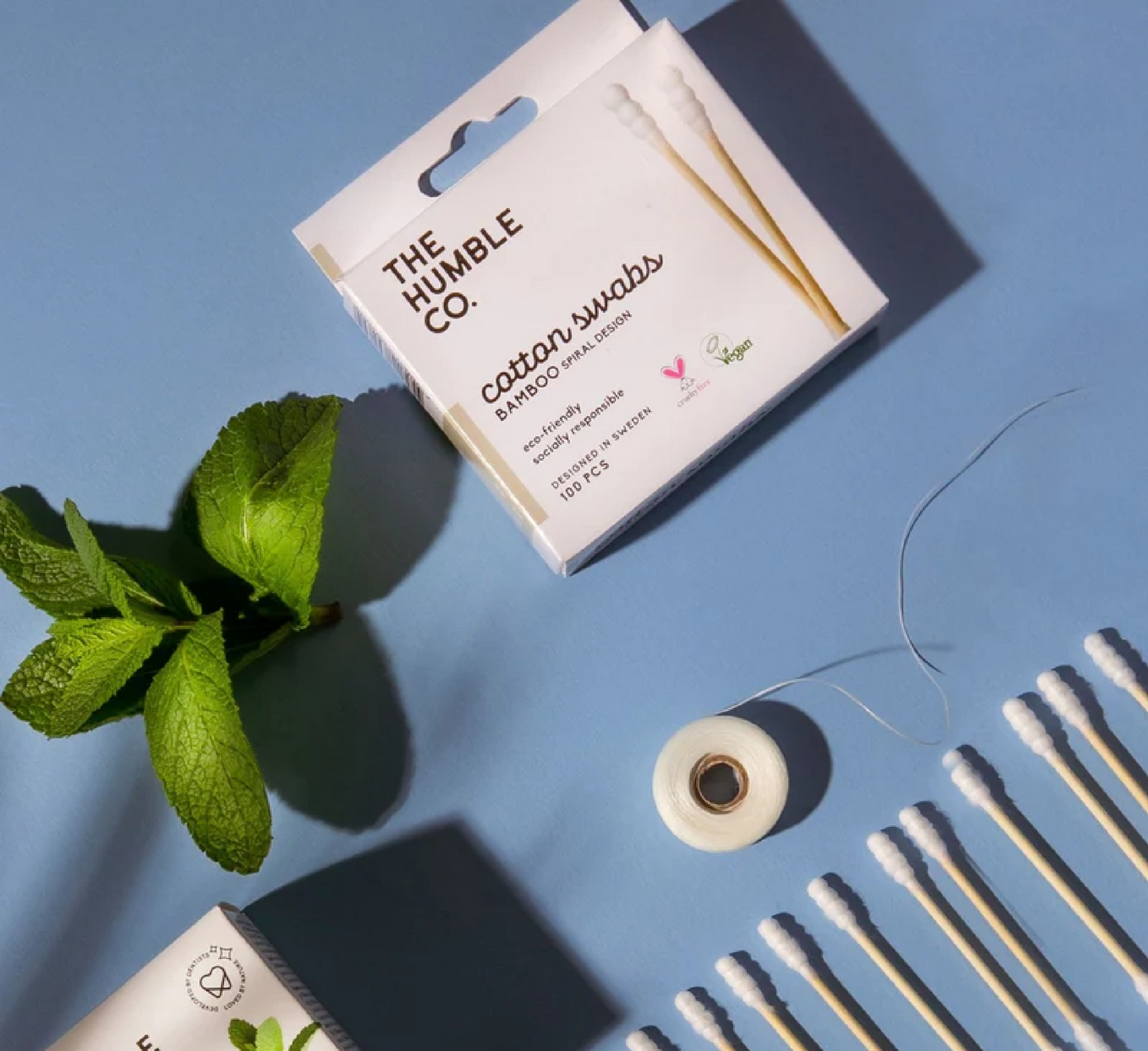 Tampona pambuku natyral Humble me dizajn spiral prej bambuje *100 copë